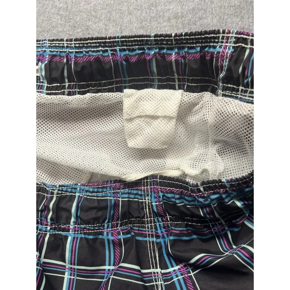 EXCELLENT KANU SURF Plaid Cargo Swim Trunks Board Shorts Men's XL Lined